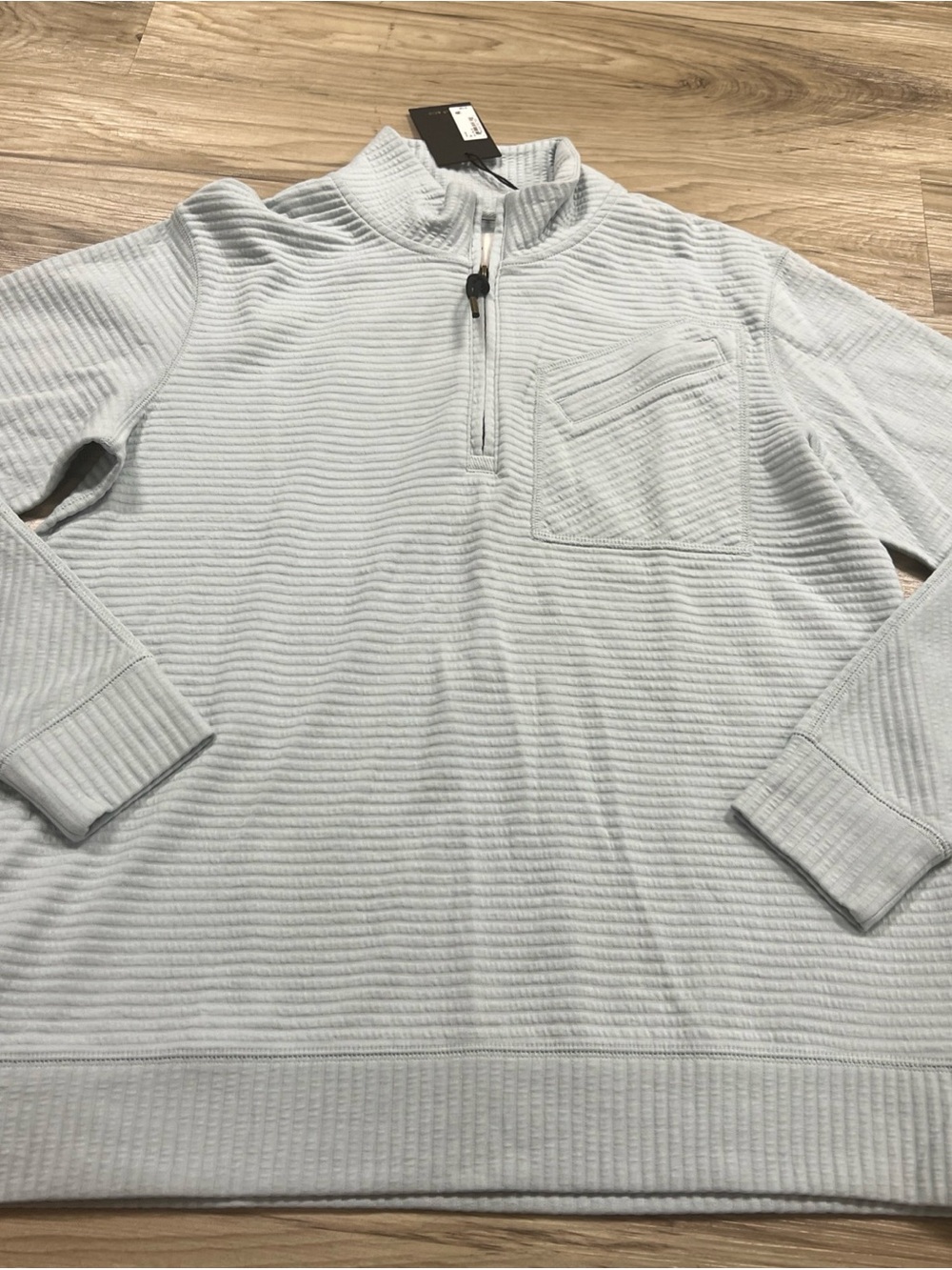 Billy Reid Quilted 1/2 Zip Pullover Sky Blue Chest Pocket Mens Medium $198 NWT